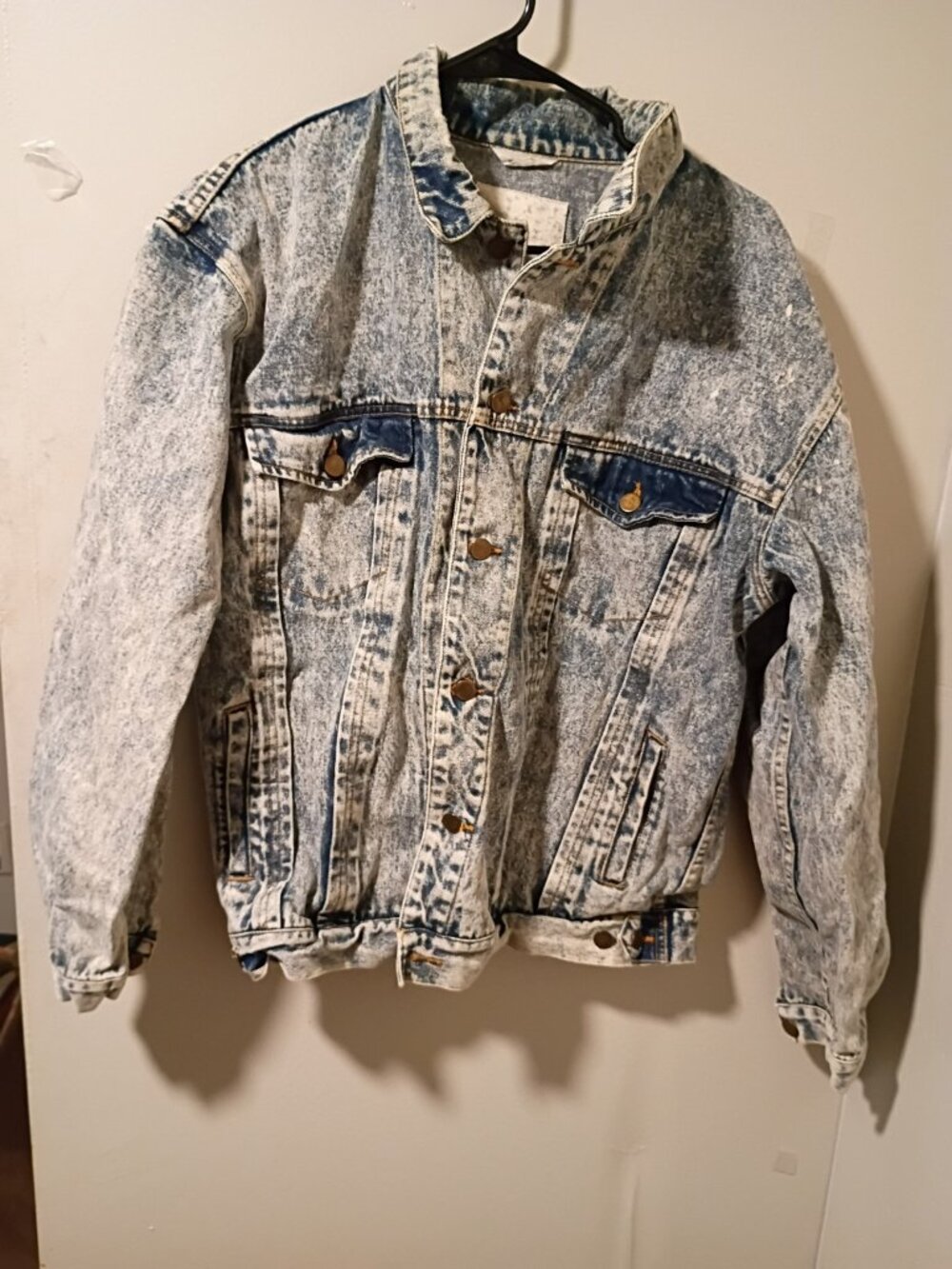 Men’s M Medium Jacket Coat VINTAGE Denim Jean Acid Wash Retro Trucker